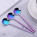 【BestGO】1 Set 8 Pcs Cute Small Coffee Spoons Stainless Steel Rainbow Demitasse Spoons for Tea Spoons Dessert Spoons Cutlery Set. 