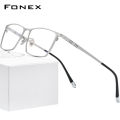 FONEX Titanium Glasses for Men Square Eyewear New Male Full Optical Tiktok Teenager Korean Style Eyeglasses Frames Singapore Branded F85641. 