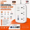 LDNIO SC6 45W GaN Fast Charging 3250W Power Extension 3 Sockets 2 USB-A + 2 USB-C 2M Extension Socket Power Strip Surge Protection Multi Plug Extension Cord Quick Charging for Home Office PC Laptop Phone Tablet Best Power Extension Socket 2 Meter. 