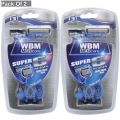 WBM Men Razor, Ultra Shave + Aloe Super 6 Blades Shaving Razor for Men - Pack of 2. 