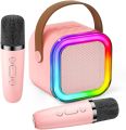 k12 Dual Mic 2 Karaoke Machine for Kids Adults, Portable Bluetooth Karaoke Speaker with 2 Wireless Microphones & Colorful Lights, Karaoke Machine for Girls Boys Birthday Microphone Machine Toy, 5W Speakers Sound Subwoofer Boombox Support Multiple Input. 