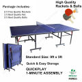International Standard Foldable Table Tennis Table SNK FITNESS Standard Size 9'x5' with Locking Wheels, Net, Rackets Set and Balls. 
