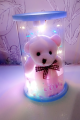 Teddy bear glass showpiece with led pack of 1. 