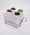M.Sale 4 Pcs ACRYLIC Kitchen Salt & Pepper Shaker With Stainless Steel Holder. 