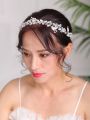 2022 New Fashion Silver Headband Pearl and Crystal Headdress Handmade Hair band women Headpieces Wedding Bridal Hair Accessories. 