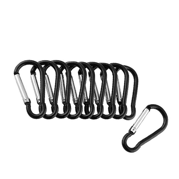 10 Pcs Black Carabiner Camp Clip Hook for Outdoor Hiking Climbing Traveling