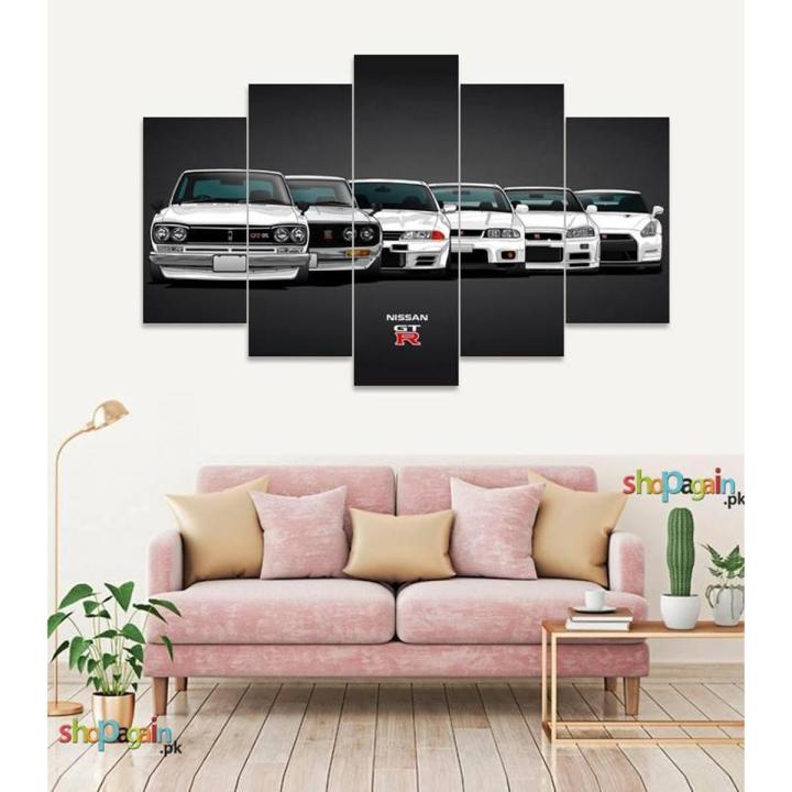 Nissan Gtr 5 Piece Premium Quality Printed Canvas Frames