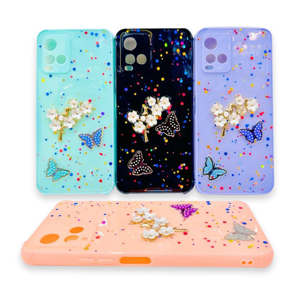 Lahore Mobile Case Fancy Flower Butterfly Back Cover for VIVO Y21T Y33s Y21 Y21A, Liquid Silicone Case with Precise Cutouts, Soft Grip, 9 Color Options