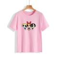 Power Puff Girls Printed Cotton Half Sleeves O Neck T Shirt For Women. 