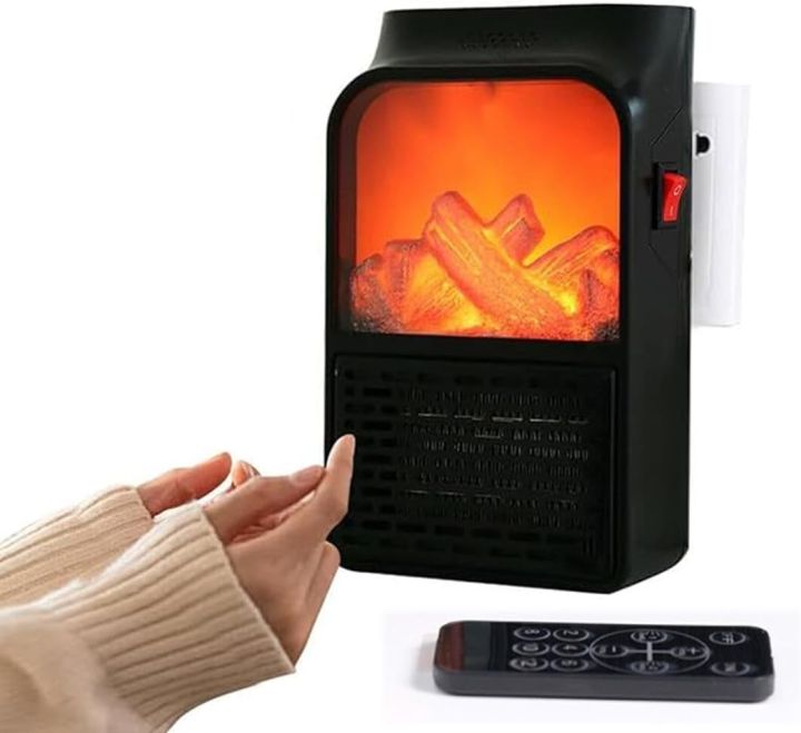 Portable Electric Flame Heater Fireplace Mini Wall Outlet Flame Heater