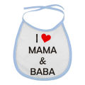 I Love Mama and Baba Customized New Born Baby Bib. 
