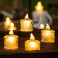 2 Pcs LED Tea Light Candle, Battery Operated LED Tealights Bulk Warm White Realistic Fake No Flickering Candle for Wedding, Valentine's Day, Halloween. 