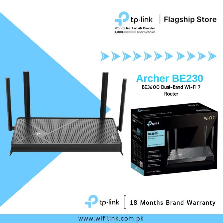 TP-Link Wi-Fi 7 Router Archer BE230 New BE3600 Dual-Band Wi-Fi 7 Router- 18 Months Brand Warranty