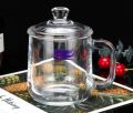 Delisoga Coffee Cup with Lid, Transparent Coffee Mug with Glass Lid, Glassware Lid Cup 360ml. 