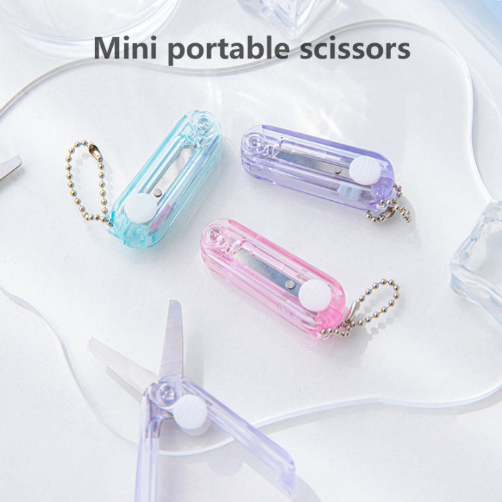 Mini Paper Scissors Transparent Mini Scissors Retractable Folding Portable Scissors Student ...