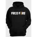 Black Free Fire Printed Fleece winter Unisex hoodie. 