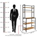 5 Tier Kitchen Rack (5.5 Ft) - Engineered Wood Floor Standing Storage Shelf with Sturdy Metal Frame for Living Room, Study Room Multipurpose Baker’s Rack L 2.5 x B 1.2 Ft - Wood Colour. 