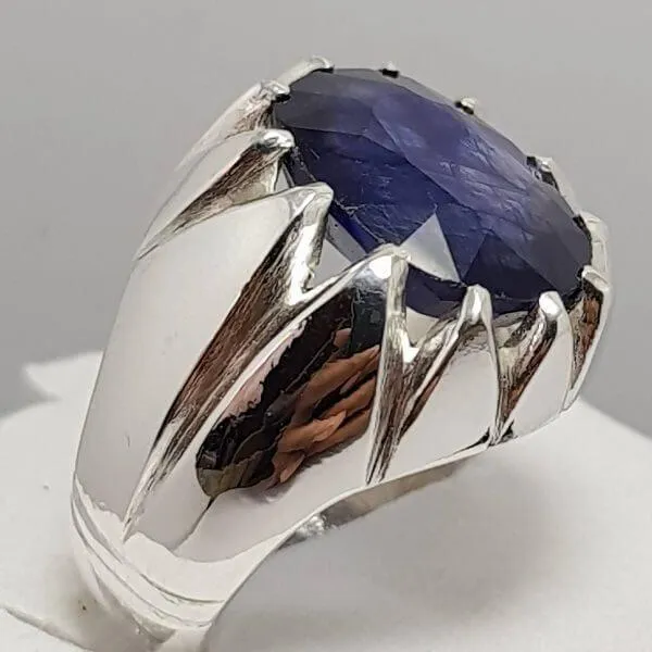 7%20carat%20above%20Natural%20Blue%20Sapphire%20Ring%20Neelam%20Ring%20in%20Sterling%20Silver%20925%20Handmade%20Ring%20-%20Image%203