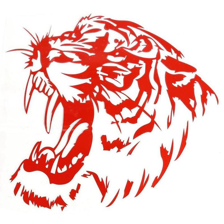 Wild Tiger Predator Sticker in Car Hood Vinyl Stickers Decals Animals Decor (Black)