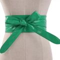Green Women Belt Leather Cumber Bands For Women Wide Waist Belt Bow Self Tie Wrap Brand Ladies Fashion Belt. 