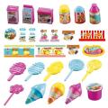 Goglor Children's candy trolleys supermarket cash register set fruit and vegetable toys. 