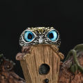 Vintage Owl Ring For Women Retro Animal Open Adjustable Ring Blue Crystal Rings Best Girl Gift Jewelry Accessories 1Pcs. 