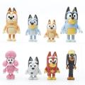 8pcs/set Bluey Family Kawaii Animal The Bluey Bingo Action Toys PVC Figures Cute Cartoon Dog Movable Doll Bingo Dog set Education toys Children's toys Gift. 