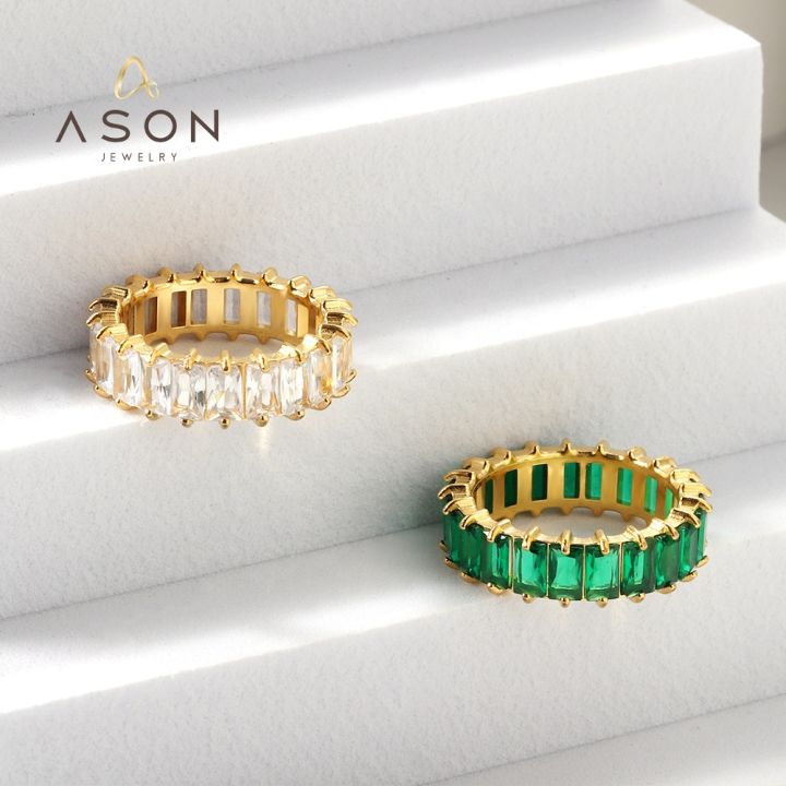 Ason jewelry Waterproof wedding rings couple Diamond Wholesale stainless steel 18k Gold plating engagement bride rings for women