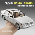 1:24 Scale Mercedes-Benz W140 320SEL Alloy Diecast Car Metal Model Sound Light Model Car Children's Toys Collection Gifts. 