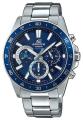 Casio Edifice Mens Steel Case Blue Bezel Blue Chronograph Dial Silver Steel Band Watch-EFV-570D-2AVUDF. 