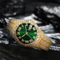 Watch Bling Hip Hop Fully Iced Out Watches Silver Gold Blue Dial Quartz Diamond Watches Men Wrist. 