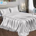 Silk Bedsheet Plain King Size, 3 Piece Printed Fancy Silk 1 Bed Sheet King Size with 2 Silk Pillow Covers, Silk Bed Sheet King Size Fancy has Soft and Luxurious Feel. 