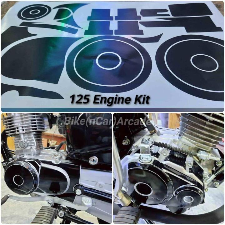 Engine Kit 125cc Engine Wrap 23 Pieces BLACK SHINE GLOSSY Waterproof Heatproof Vinyl Cut Sticker