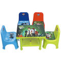 KIDS Plastic Table & 4 Chairs Set - Education And Game Sheet On Plastic Table. 
