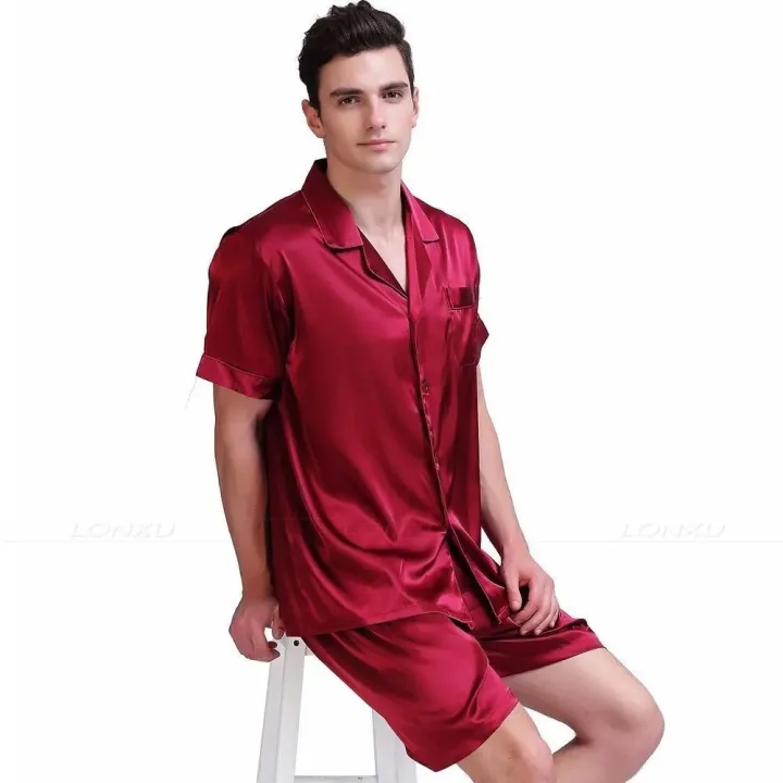 (Customized)%20Storeify%20Silk%20Satin%20Pajamas%20Short%20Button-Down%20Nightwear%20for%20Men%20-%20Image%207