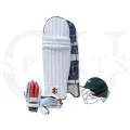 Pack of 9 - Cricket Kit For Adults (Hard Ball Bat + Hard Ball + Gloves + Cricket Kit Bag + Helmet + Under Guard + Leg Pads + Elbow Pads + Thigh Pads). 