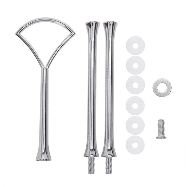 1 set 2 3 Tier Cake Plate Stand avy Metal Center Handle Fitting Hardware RodShape:Fan Color:Silver Amount:1 Sets