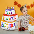1/3Pcs Color Candle Three Layer Cake Theme Aluminum Film Balloon Birthday Cake Ballon Happy Birthday Party Decoration Kids Toys. 