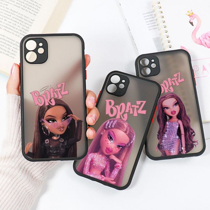 Fashion Bratz Doll Coque iPhone 15 14 Case For iPhone 11 13 14 12 Pro Max Mini X XS SE 7 8 Plus Silicone Clear Matte Back Covers