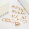 17Pcs/Set Women Bohemian Artificial Gemstone Rhinestone Finger Ring. 