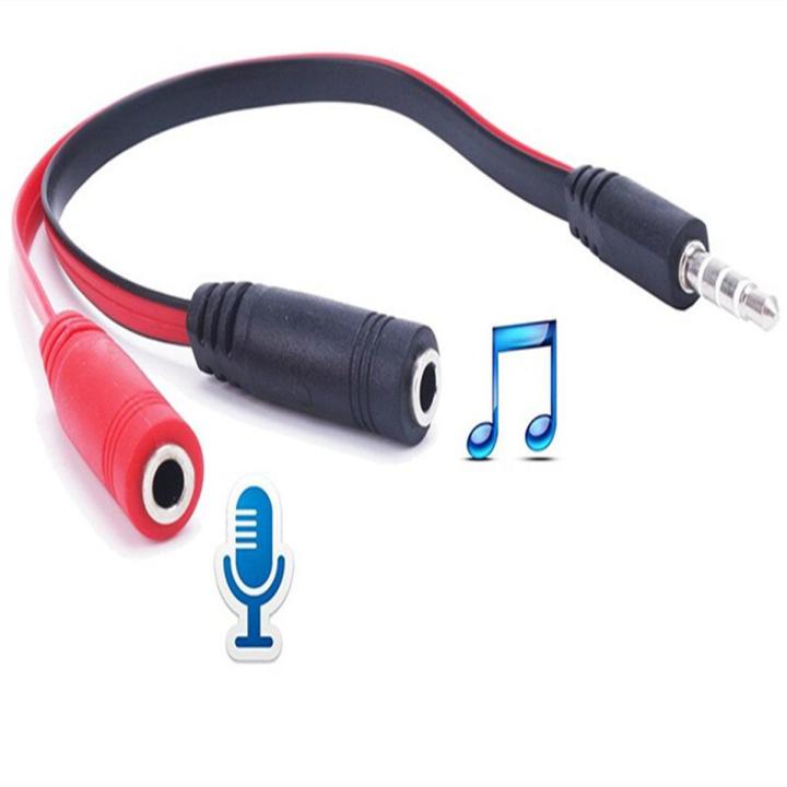 3.5mm CTIA TRRS Microphone Aux Cable Adapter - Stereo Mic And Audio Speaker Splitter - 3-Pole TRS Female To One 4-pole TRRS Plug For Mobile Phone & Laptop