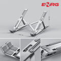 Energy - ENRG Portable Aluminum Foldable Laptop Metal Stand Hinge Adjustable Height Folding Holder Solid With Anti Slip Rubber Grips Silver. 