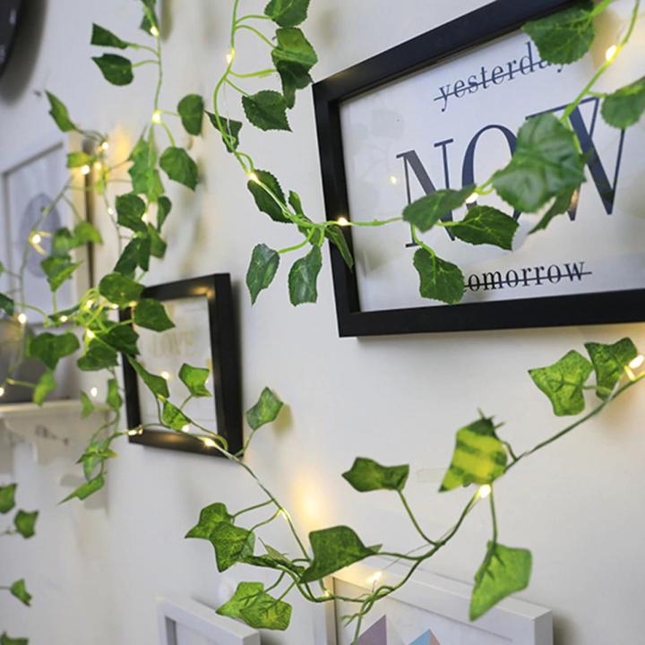 Artificial Leaves bail Fairy Lights wall Hanging for Decoration - LED Artificial Leaf Bail Lights For Room Decoration Party Decoration String Light