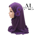 ALDHANI-Muslim kids Hijab Scarf with Flower Appliques Islamic Kids scarf Head Wrap Shawls Elastic Kid Burqa for 2-8 Years Old. 