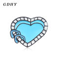 GDHY Heart Shape Blue Swimming Pool Brooch Pool Enamel Pin Cartoon Backpack Hat Badge For Loves Kids Friends Jewelry. 