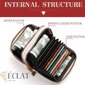 Éclat-Leather Credit Card Holder, Women's Wallet with 12 Compartments, Zippered Accordion Style, RFID Blocking. 