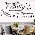 WallsArt Store Wall Stickers for Living Room Bedroom Kitchen Quote- Family Where Life Begins & Love Never Ends Quote Removable Vinyl Home Art Decals Murals. 