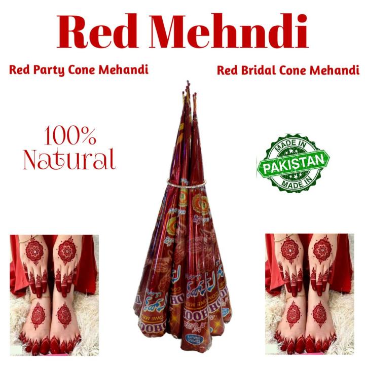 Pack of 6  Red Mehndi Cones for Party and Wedding