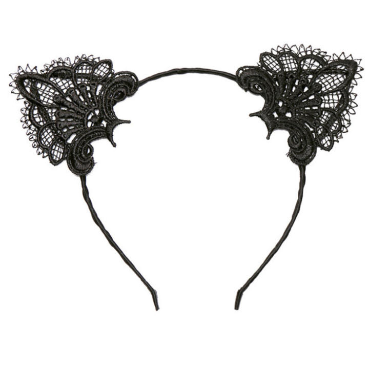 Lady Cat Ear Headwear Girl Black Cat Ear Hairband Cosplay Cat Ears Hairband Black Cat Ear Hair Accessories Lace Cat Ear Headband