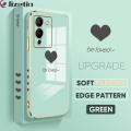 Jizetin (Free Lanyard) for Infinix Note 12 G96 Back Cover Heart loved Luxury 6D Plating Case Side Pattern Soft Silicone Square Mobile Phone Cases. 